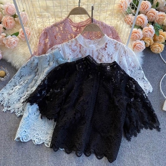 Lace crochet cotton blouse - Picture 2 of 5